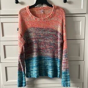 Twisted Angels Women’s Colorblock Boho Rainbow Ombré Knit Sweater - Size Medium